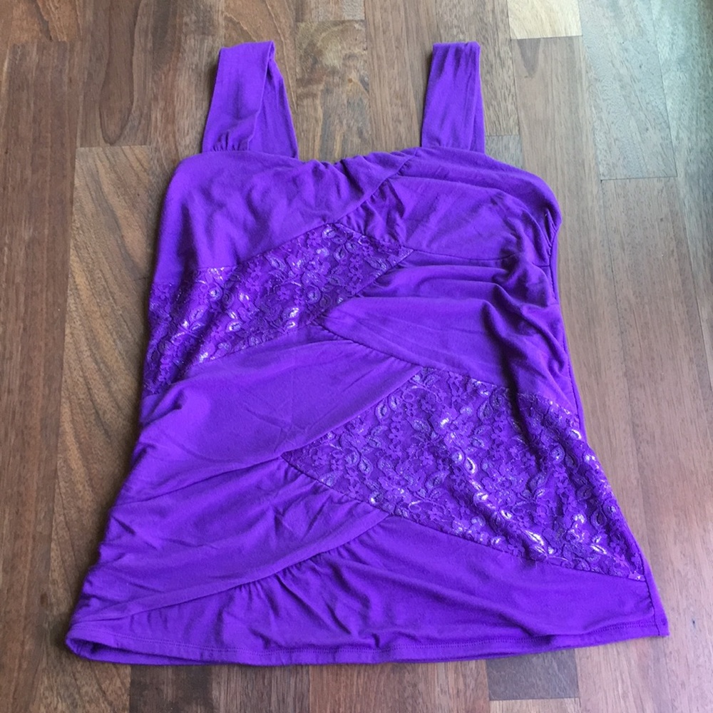 Purple Lace Splice-look Fancy Tank